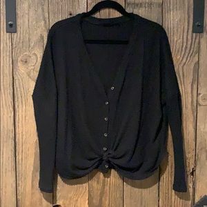 Urban Outfitters waffle knit tie front shirt